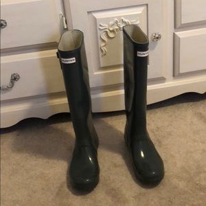 Tall gray hunter boots